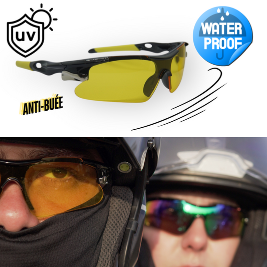 Lunette Jaune et Rouge Moto / vélo /Randonnée / ski 🏍